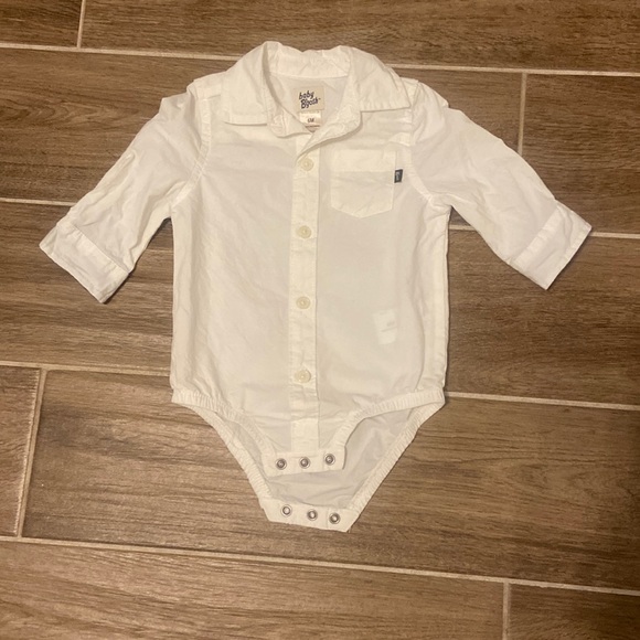 EUC Baby Boy White Button Up Oxford Onesie -Size 3-6 months